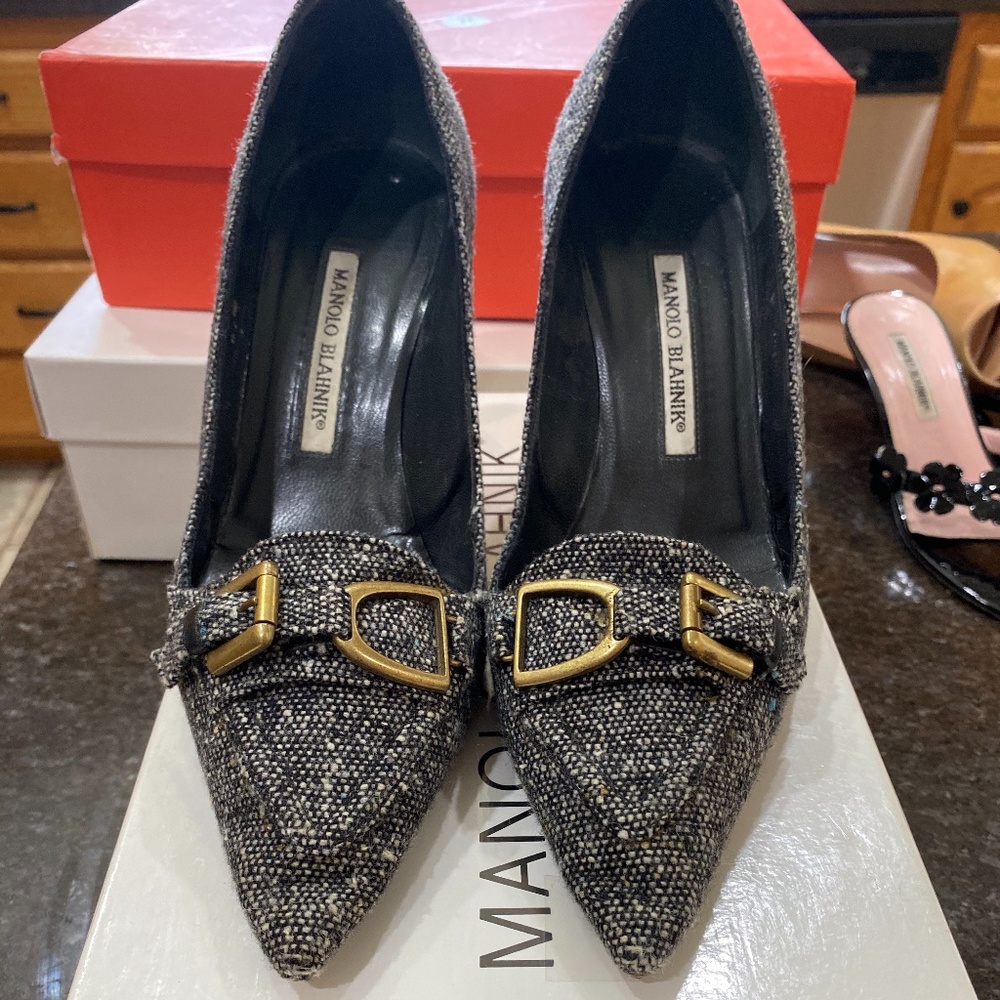Manolo Blahnik tweed heels